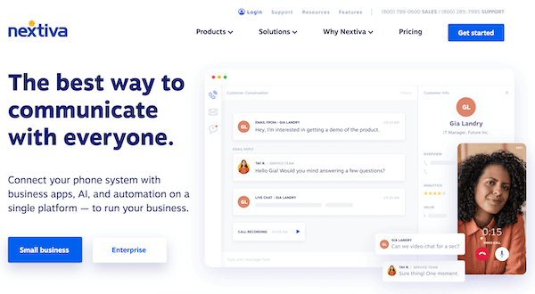 Nextiva 2020 Home page