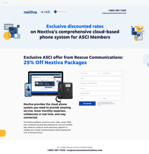 Nextiva landing page